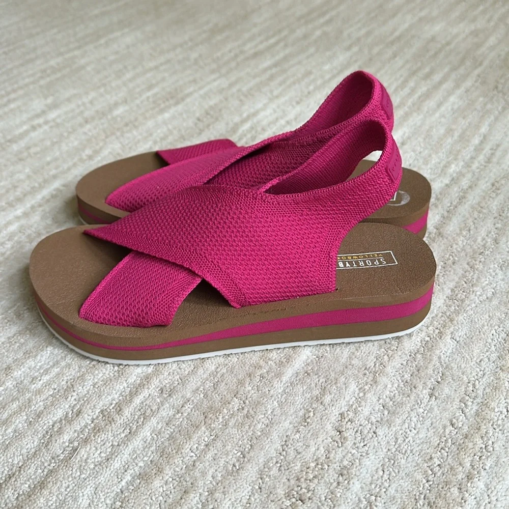 Yellow Box Miranda Knit Flatform Wedge Sandal SPORTYB™ Collection Pink Size 6.5 - Picture 7 of 17